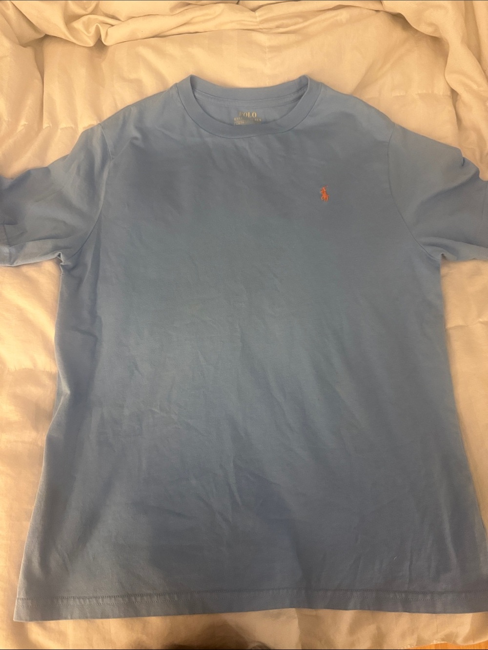 Polo by Ralph Lauren Light Blue Crew Neck Tee with Orange Pony-Boys Never Worn